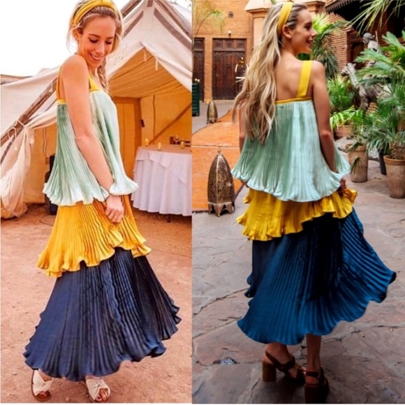 Anthropologie Guapa Pleated Midi Dress - Picture 2 of 15